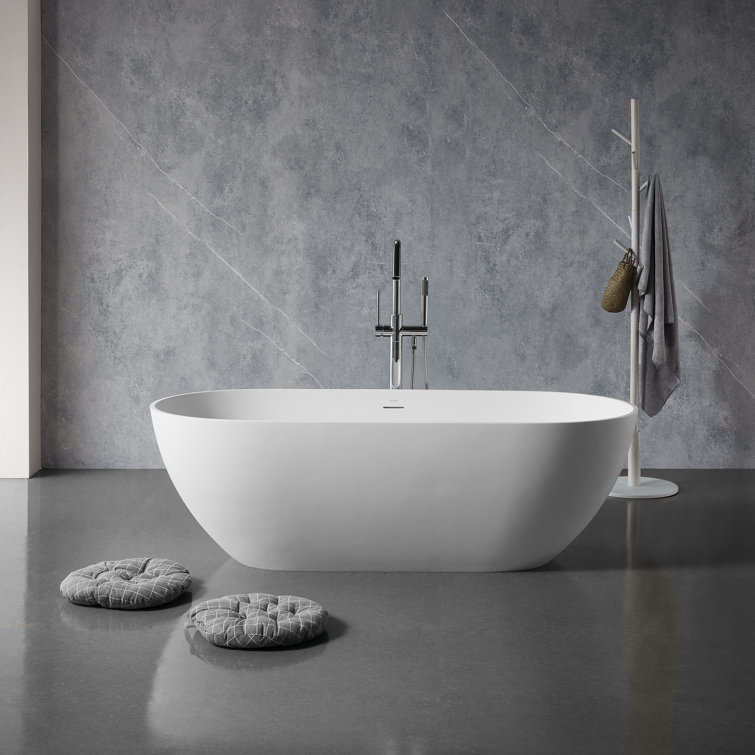 Clovis Goods Freestanding Soaking Solid Surface Bathtub Wayfair Canada